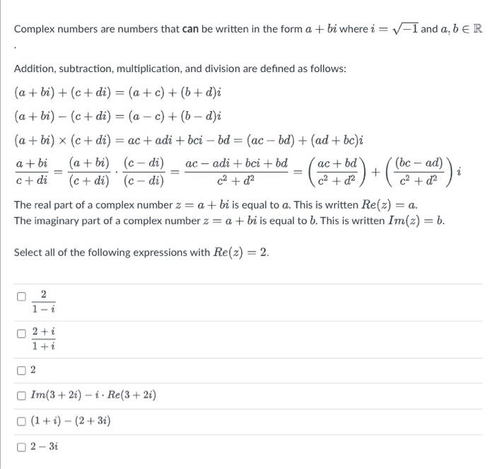 Solved Complex numbers are numbers that can be written in | Chegg.com