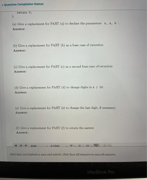 Solved Problem 4 (10 points) The recursive function | Chegg.com