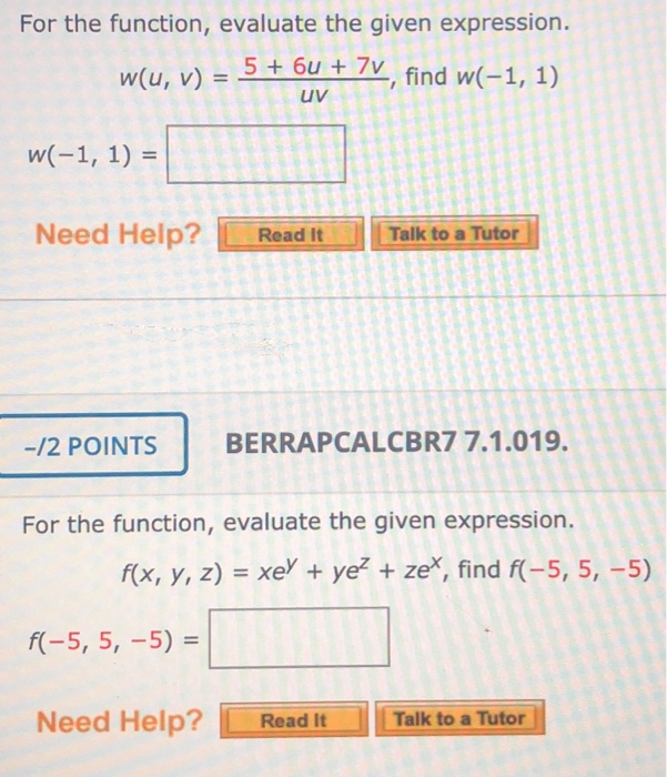 Solved For The Function Evaluate The Given Expression Chegg Com