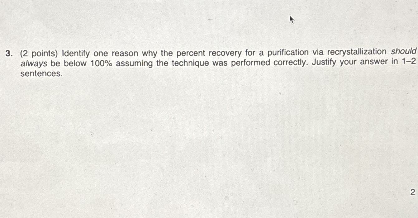 Solved (2 ﻿points) ﻿Identify one reason why the percent | Chegg.com