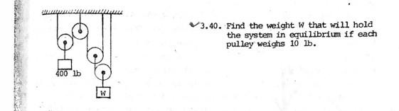 Solved 13.40. Find the weight w that will hold the system in | Chegg.com