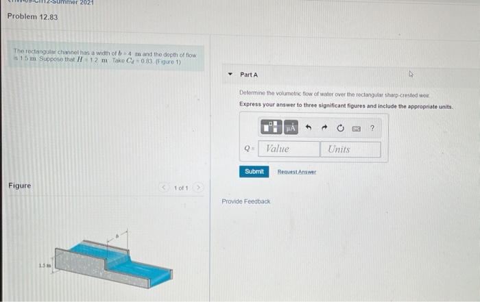 Solved nimer 2021 Problem 12.83 The rectangular channel as a | Chegg.com