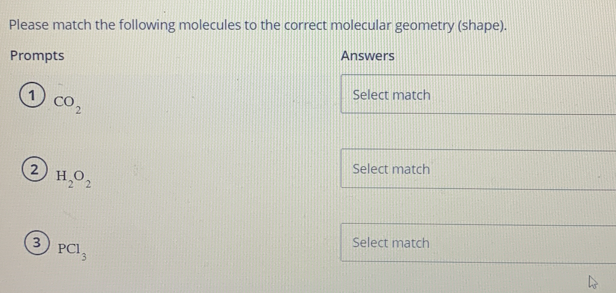 Solved Please match the following molecules to the correct | Chegg.com