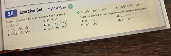 Solved 5 5 Exercise Set Mymathlab Find The Gcf Of Each List Chegg Com