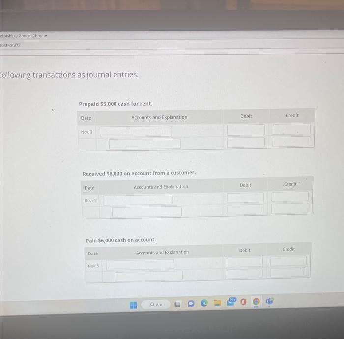 Solved ons and determine the accounts, the account types | Chegg.com