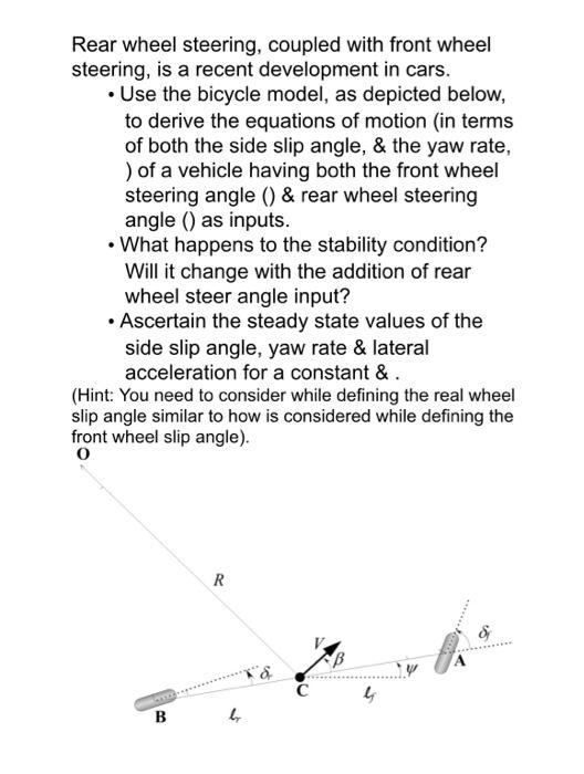 Solved Rear wheel steering, coupled with front wheel