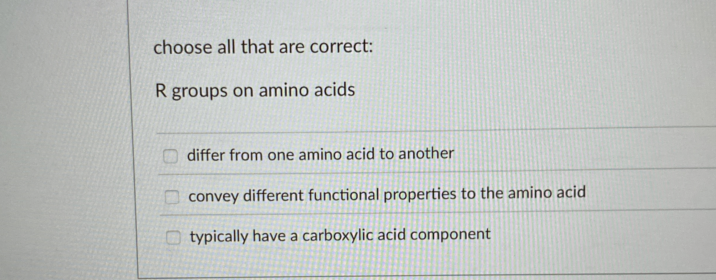 Solved choose all that are correct:R ﻿groups on amino | Chegg.com