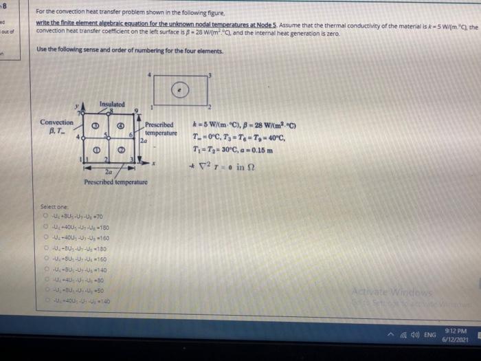 Solved 8 For The Convection Heat Transfer Problem Shown In | Chegg.com