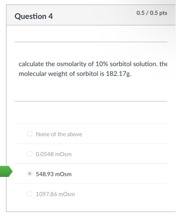Solved calculate the osmolarity of 10 sorbitol solution.