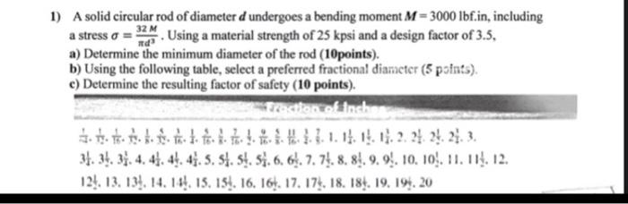 Solved 1) A solid circular rod of diameter d undergoes a | Chegg.com