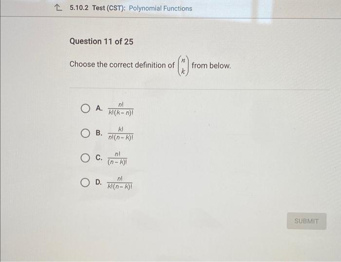 Solved choose the correct decinition of (^n v k) from below