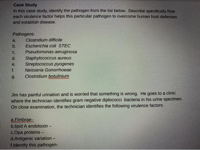 Solved Case Study In this case study, identify the pathogen | Chegg.com