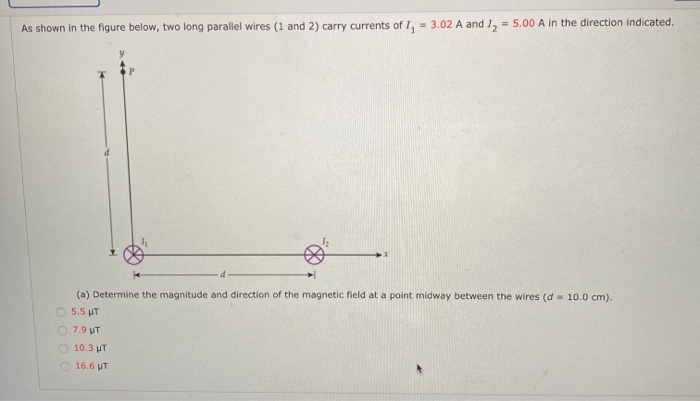 Solved As shown in the figure below, two long parallel wires | Chegg.com