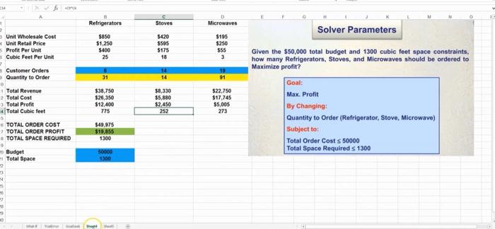 Solved Please show exact steps to set up problem with Solver | Chegg.com