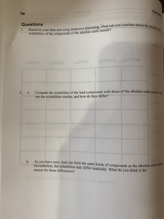 Solved Results Mg(NO3)2 Ca(NO3)2 Sr(NO3)2 Ba(NO3)2 Pb(NO3)2 | Chegg.com