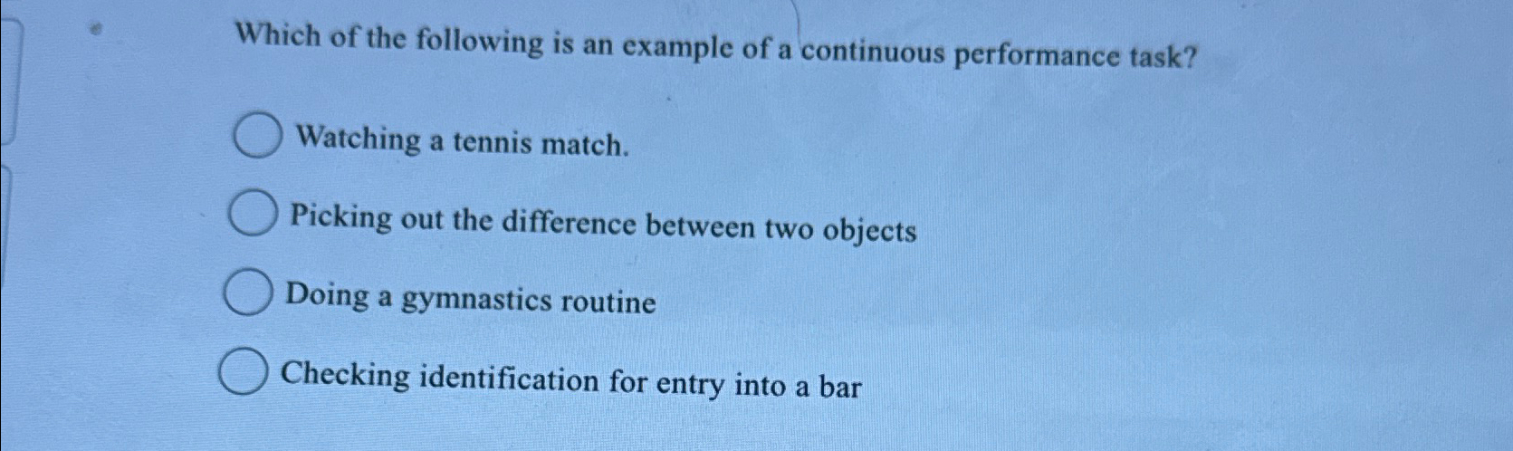 Solved Which of the following is an example of a continuous | Chegg.com