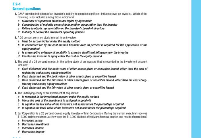 Solved E 2-1 General questions 1. GAAP provides indicators | Chegg.com