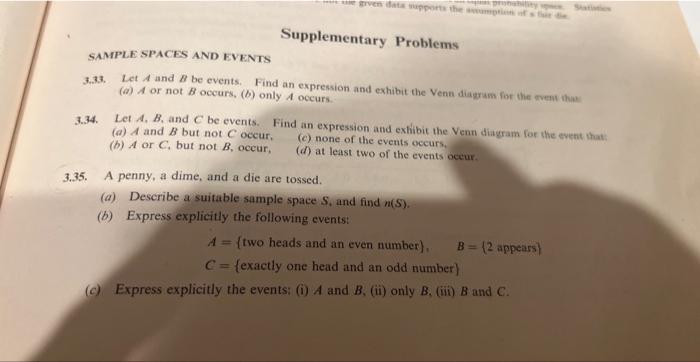 Solved 3.33. Let A And B Be Events. Find An Expression And | Chegg.com