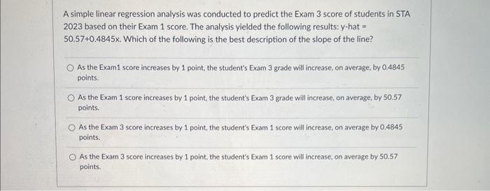 Solved A simple linear regression analysis was conducted to | Chegg.com