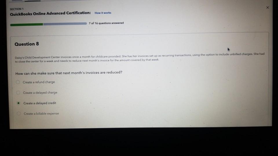 Solved section 1 quickbooks online advanced certification chegg