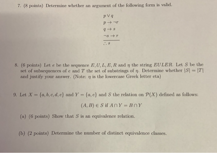 Solved 7 8 Points Determine Whether An Argument Of The Chegg Com