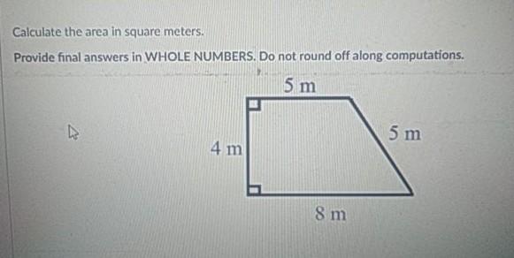 Solved Calculate the area in square meters. Provide final |