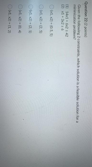 Solved Question 22 (2 points) Given the following 2 | Chegg.com