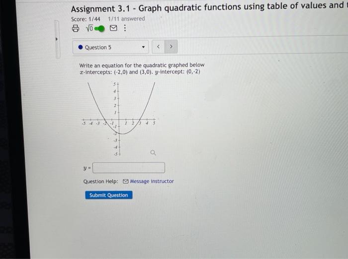 Solved Assignment 3.1 - Graph quadratic functions using | Chegg.com