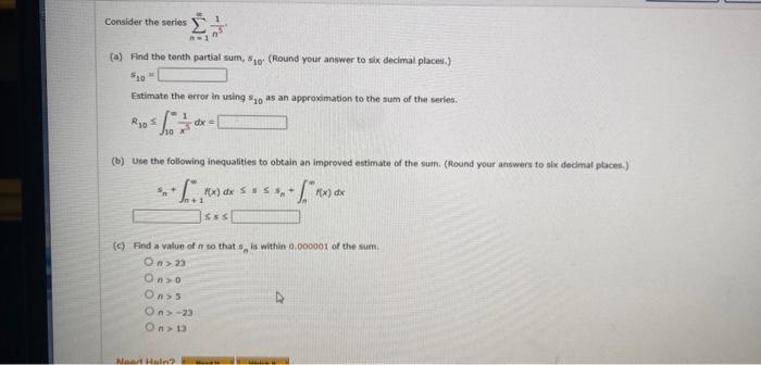 Solved Consider the series Aw: (a) Find the tenth partial | Chegg.com