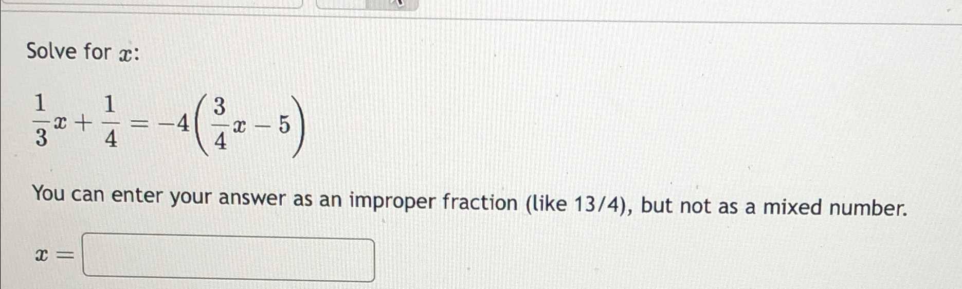 11 12x4 5 x 3 4 as a fraction