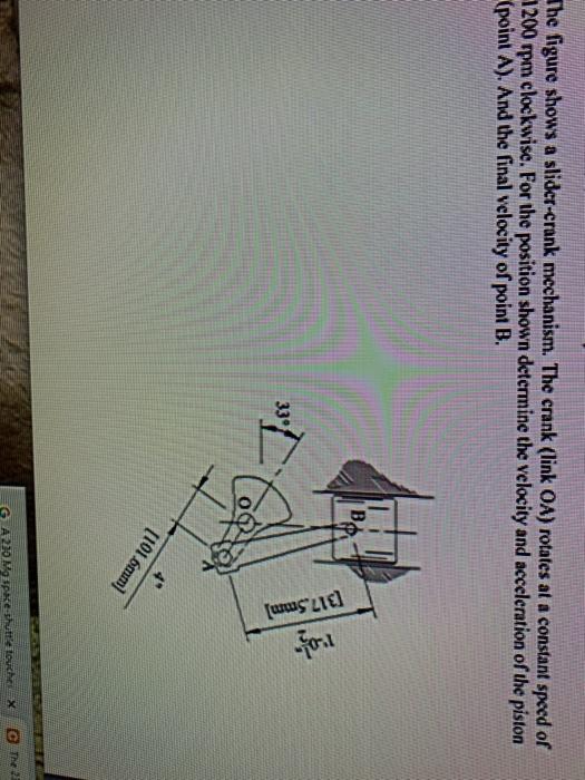 Solved The Figure Shows A Slider-crank Mechanism. The Crank | Chegg.com