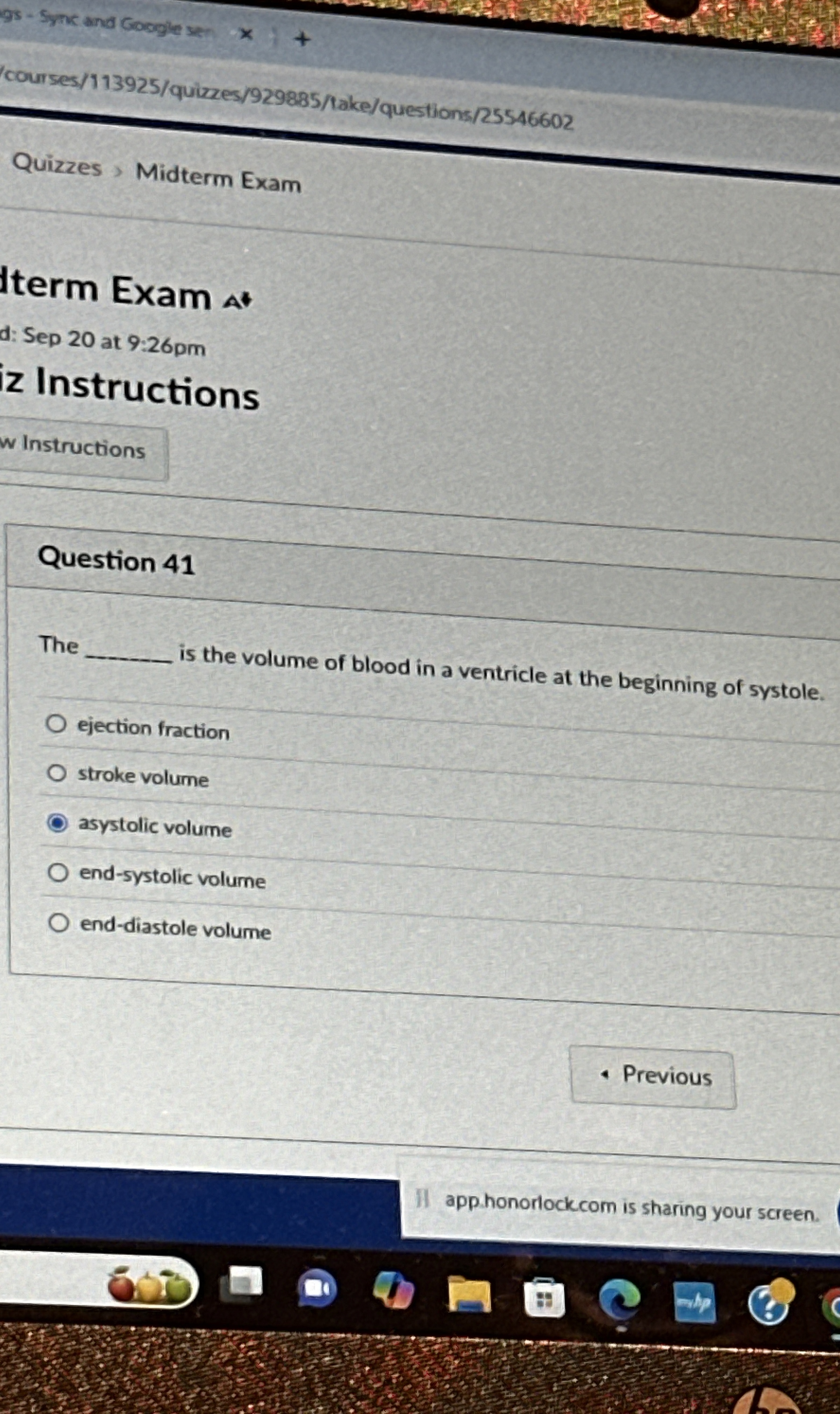 Solved Question 41Theis the volume of blood in a ventricle | Chegg.com