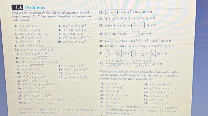 Solved Find general solutions of the differential equations | Chegg.com