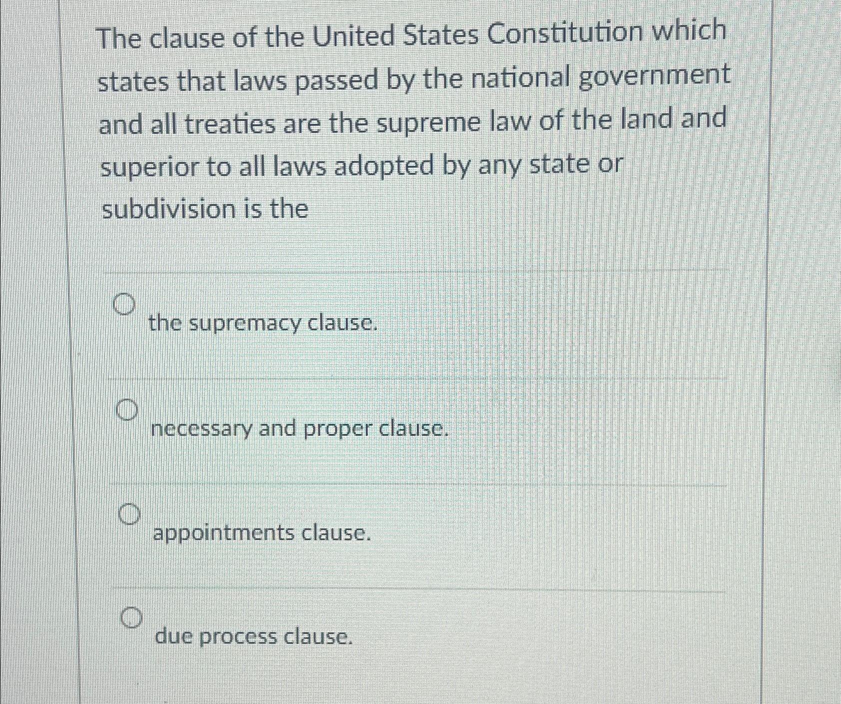 Supreme law of the land clause store