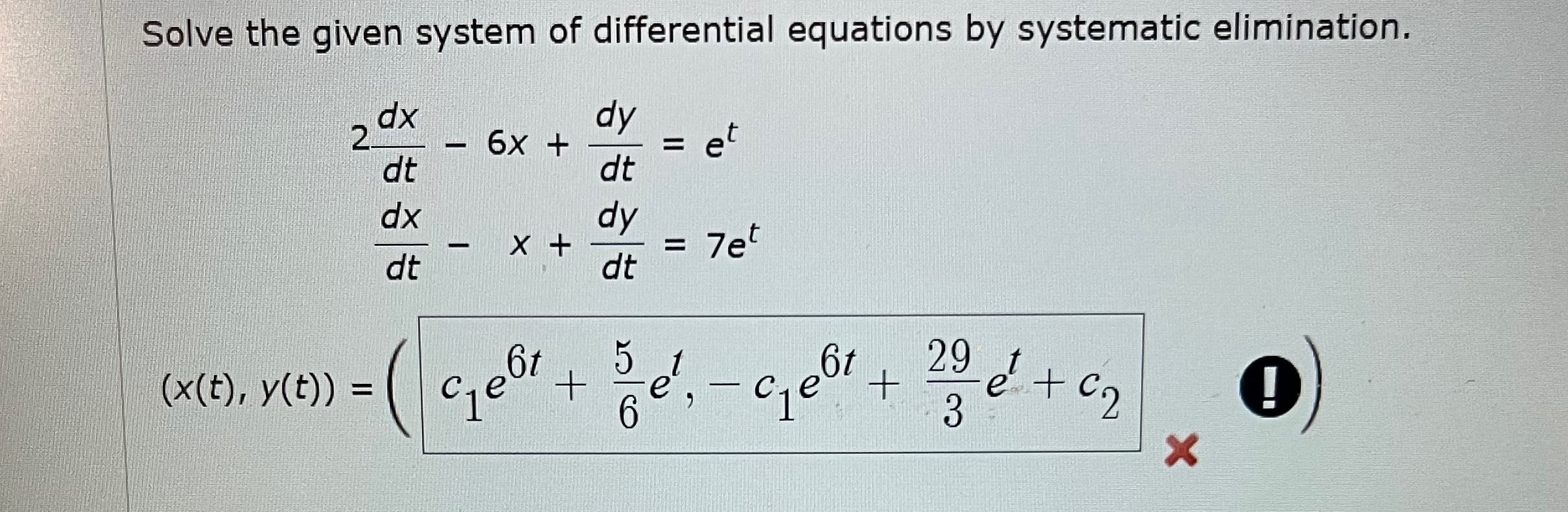 Solved Solve the given system of differential equations by | Chegg.com