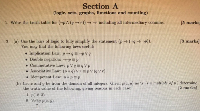 Solved Section A (logic, sets, graphs, functions and | Chegg.com