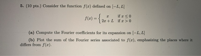 Solved 5. (10 pts. Consider the function f(x) defined on | Chegg.com