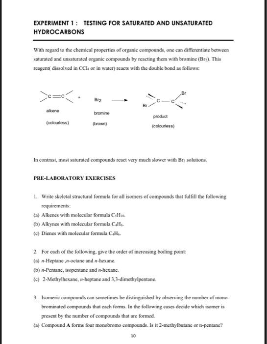 Solved EXPERIMENT 1 TESTING FOR SATURATED AND UNSATURATED