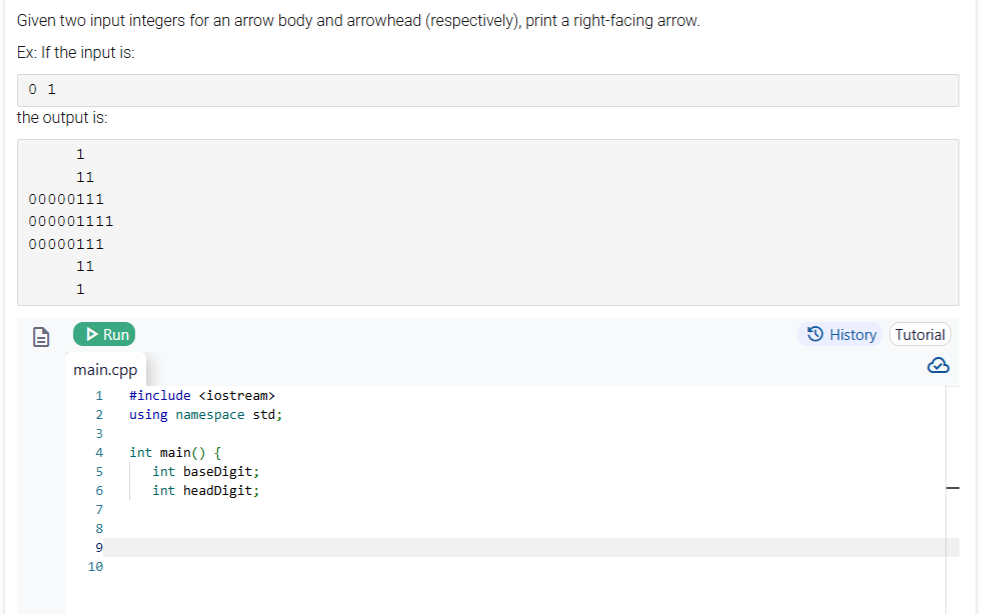Solved Given two input integers for an arrow body and | Chegg.com