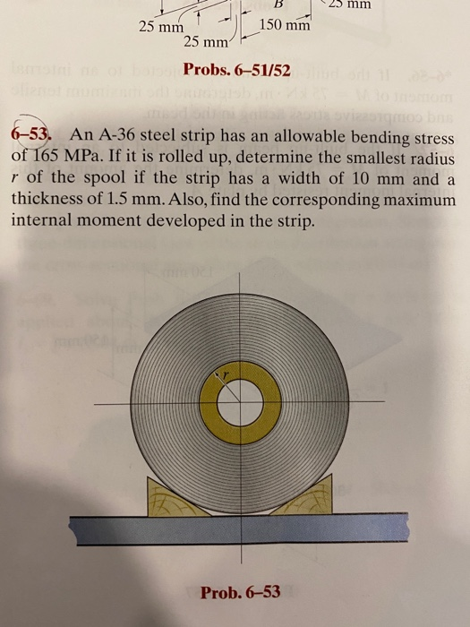Solved 25 mm 25 mm 25 mm 150 mm Probs. 6–51/52 6–53. An A-36 | Chegg.com