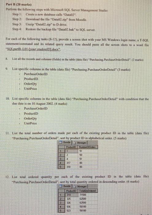 Part B (20 marks) Perform the following steps with | Chegg.com