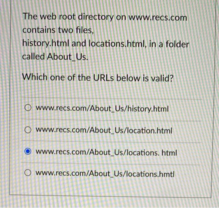 Solved The Web Root Directory On Www.recs.com Contains Two | Chegg.com