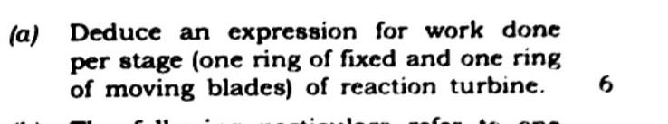 Solved a) Deduce an expression for work done per stage (one | Chegg.com