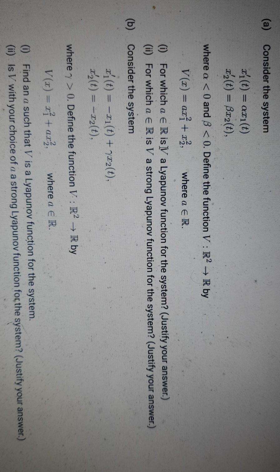 Solved A Consider The System 21 T Axi T X Y T Chegg Com