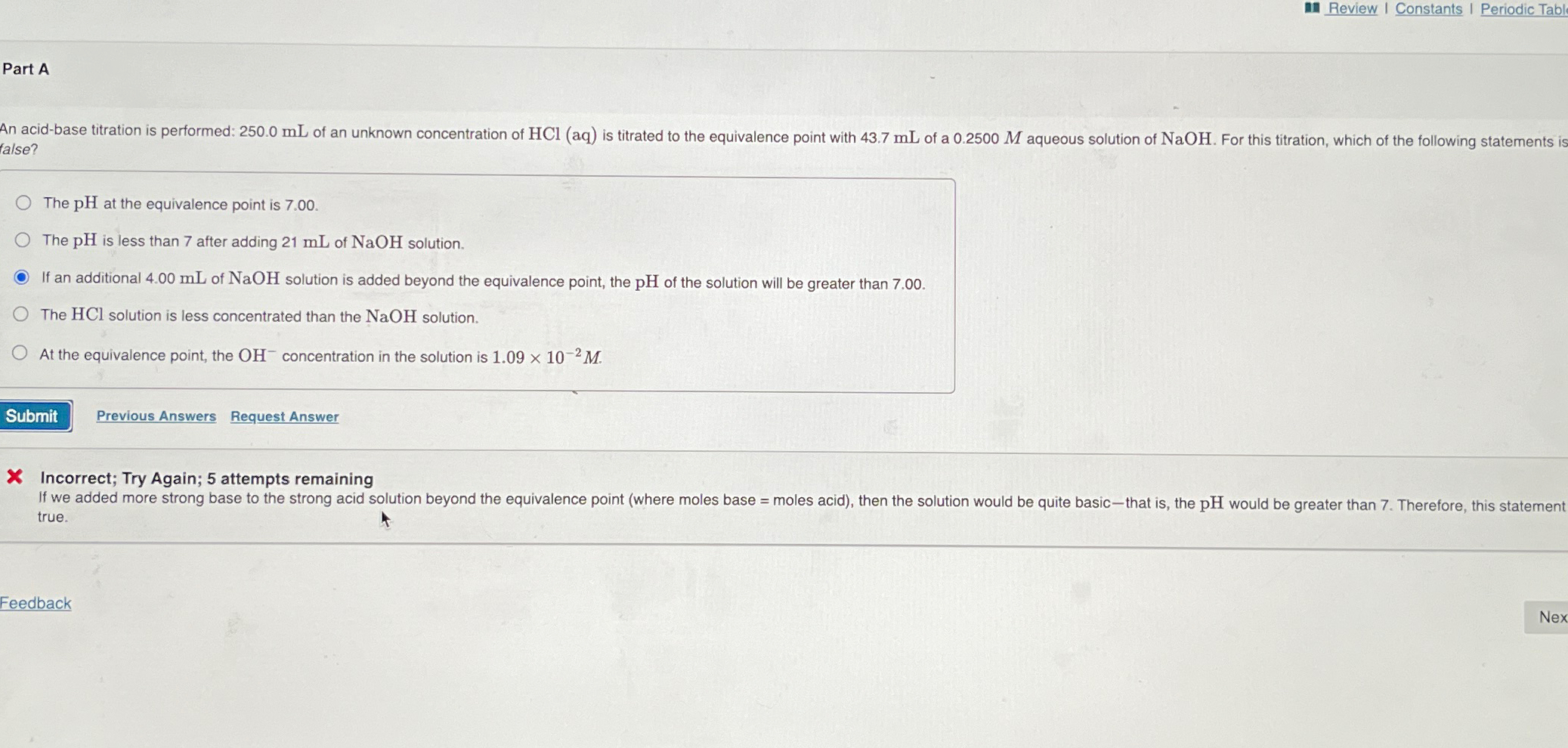 Solved ReviewI Constants I Periodic TablPart A False?The PH | Chegg.com