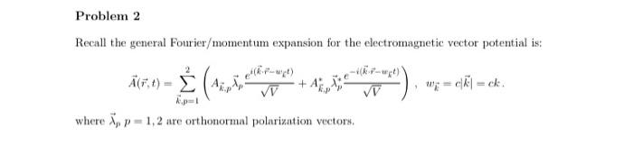 Solved Problem 2 Recall the general Fourier/momentum | Chegg.com