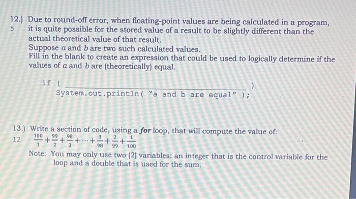 Solved 12.) Due to round-off error, when floating-point | Chegg.com
