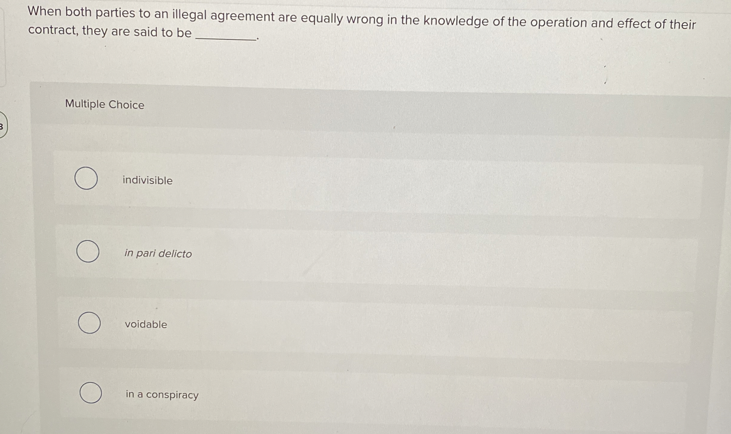 Solved When both parties to an illegal agreement are equally | Chegg.com