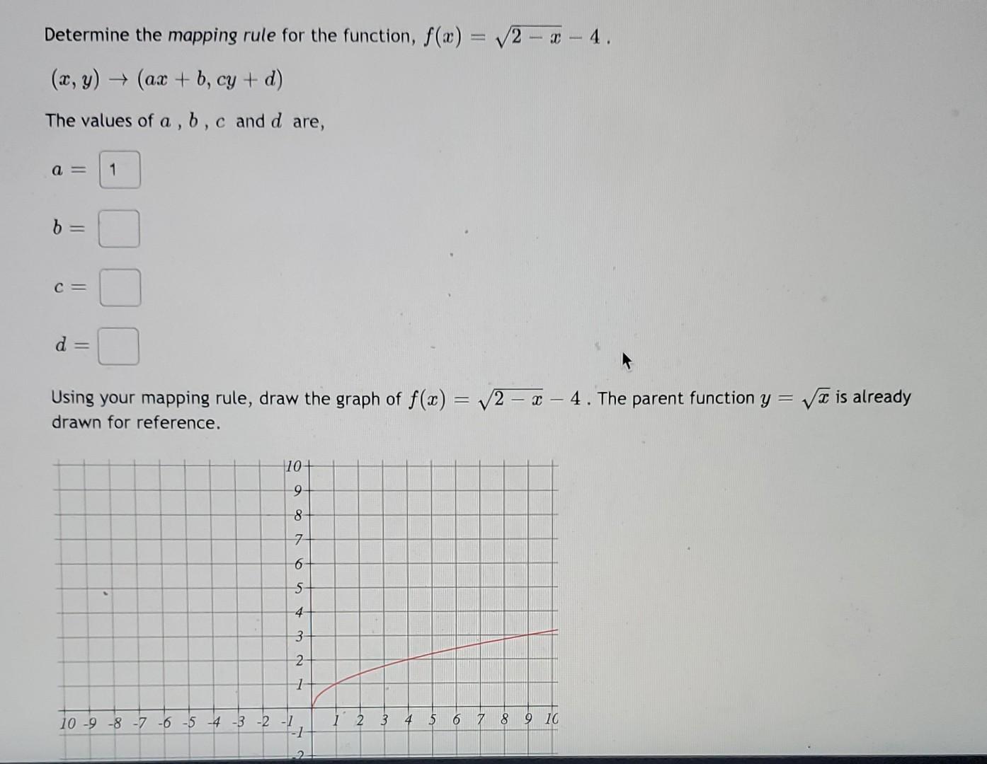 Solved Determine the mapping rule for the function, | Chegg.com