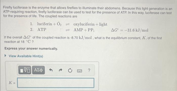 Solved Firefly luciferase is the enzyme that allows Chegg com